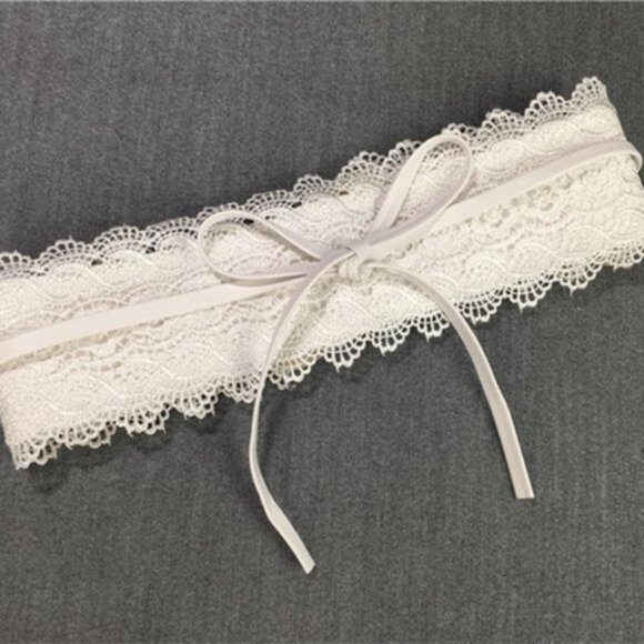 Accessories - Women's Lace Waist Belt Soft Vegan Leather White
